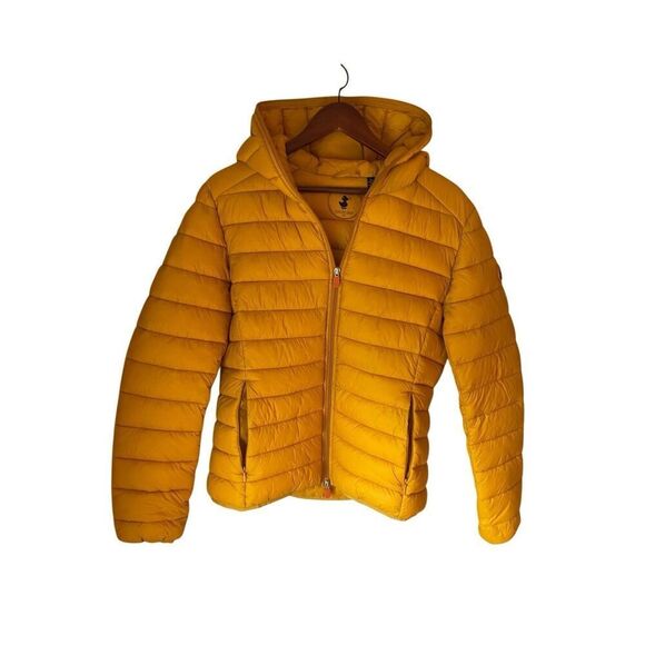 Save the Duck Mustard , XL. Lightweight Hooded Puffer. Cruelty Free. Packable - Picture 5 of 16
